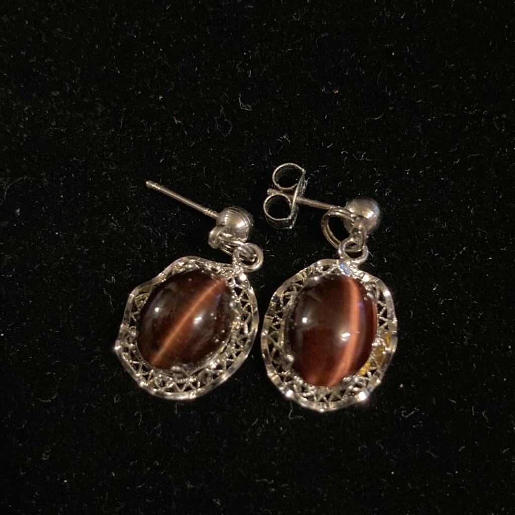 Sterling Silver Tigers Eye Post Earrings